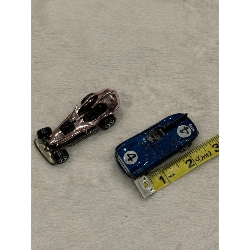 Hot‎ Wheels 1993 Pink Racer and Blue Jaguar D-Type Diecast Car Lot of 2